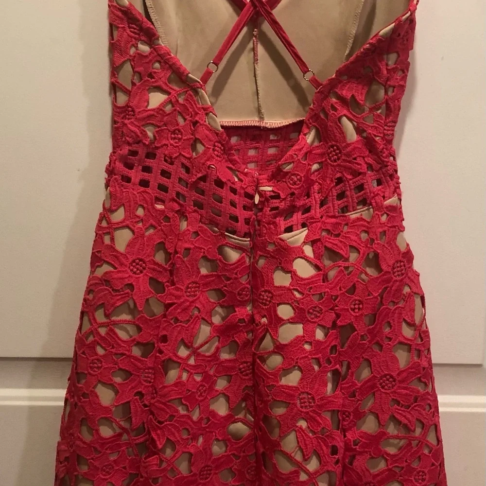 🎉HP🎉Lovers + Friends Hot Pink Bellini Lace Dress - Picture 4 of 11